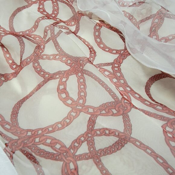 White and Cream Scarf- Chain Link Print Rectangular Scarf - Picture 2 of 7